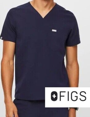 FIGS Men's Chisec 3 Pocket Scrub Top Sz LG  Navy EUC PO 3309 Healthcare Clinic